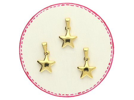 Gwiazdka puffy / zawieszka z krawatką / stal chirurgiczna / 18x15x4mm / otwór 1.5mm / złoty / 1szt