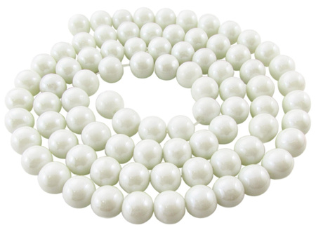 Koraliki szklane, lustrzane / biały / 12mm / otwór 1,2mm / 70 koralików