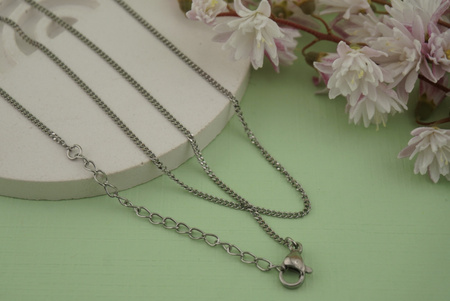 Łańcuszek pancerka/ stal chirurgiczna / 1,5mm / srebrny / 40+5cm