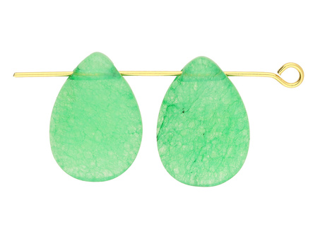 Chalcedon / kropla płaska / 18x13x4mm / otwór 1mm / zielony / 2szt