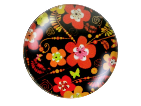 Kaboszon szklany z grafiką K20 PT1459 / czarno-czerwony / 20mm / 2szt