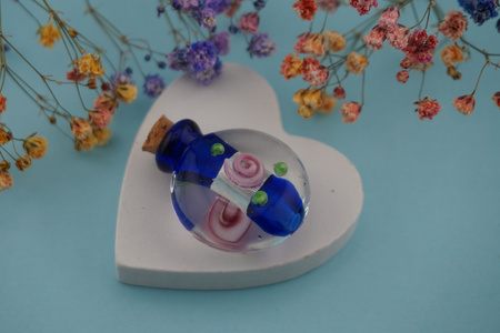 Fiolka przezroczysta / granatowy / szkło lampwork / 30x25mm / 1szt