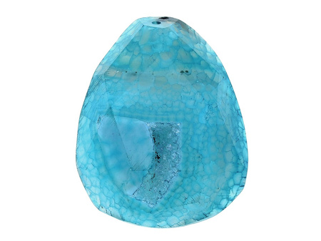 Agat druzy / kaboszon / owal nieregularny / 46x36x13mm / jasny niebieski / 1szt