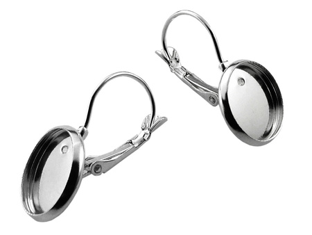 Bigle angielskie z mosiądzu 28x15mm, na kaboszon 14mm / kolor srebrny / 2szt