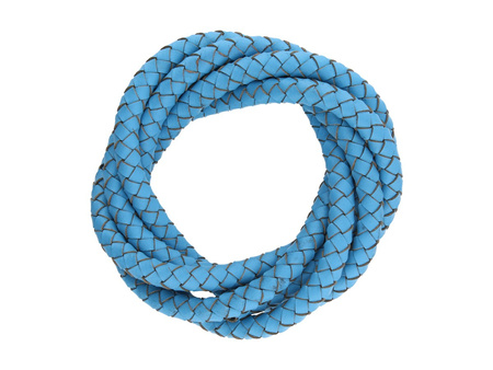 Rzemień naturalny / okrągły / pleciony / 3mm / lazurowy / 20cm