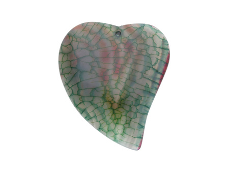 Agat / zawieszka / serce / 52x45x7.5mm / zielono-różowy / 1szt