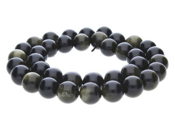 Obsydian Złoty / kula / 4mm / sznur / 90szt