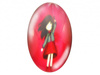 Kaboszony szklane z grafiką, owal 18x25mm PT1503 / czerwony / 2szt