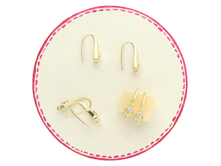 Bigle ozdobne / 15x5mm / mosiądz pozłacany 14K, cyrkonia / złoty / 1 para