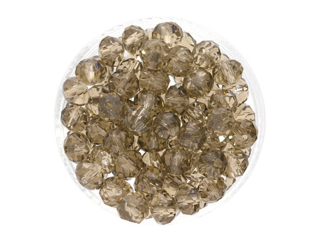 CrystaLove™ / kryształki szklane / rondelle / 6x8mm / szaro-brązowy / transparentny / 72szt