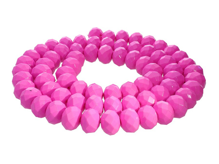 Milly™ / koraliki szklane / rondelle / 8x10mm / neonowy różowy / otwór 1.5mm / 70szt