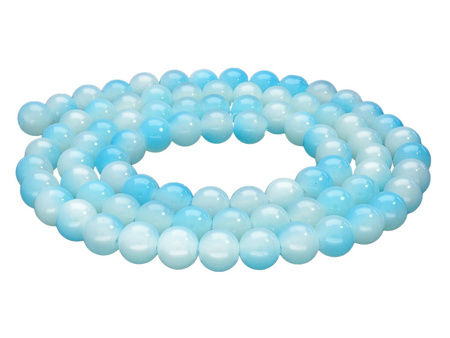 MIST™ / koraliki szklane, dwukolorowe / kula / 8mm / błękitno-biały / 104szt