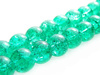 Koraliki szklane crackle, kula 6mm - kolor miętowy - sznur 140szt.