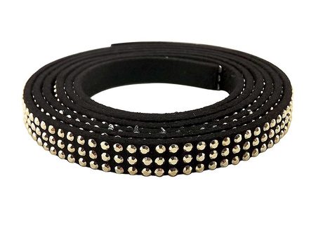 Rzemień z dżetami, ekologiczny, zamszowy 8mm / 3 rzędy / czarny / 1m