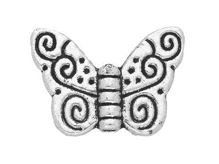 Motyl / przekładka / 10x14x2.5mm / srebrny / otwór 1mm / 8szt
