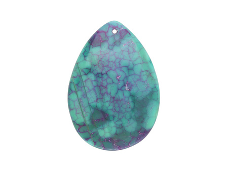 Agat / zawieszka / kropla / 54x39x6mm / zielono-fioletowy / 1szt