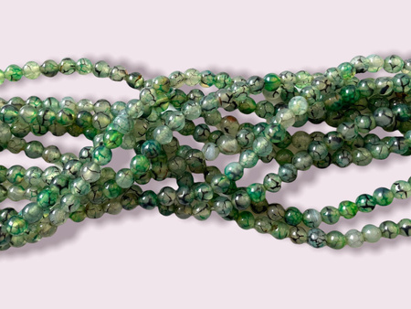 Agat smoczy / kula / 6mm / zielony / sznur / ok.65 sztuk