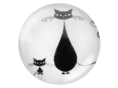 Kaboszony szklane z grafiką, 25mm PT1541 / czarno-biały / 2szt