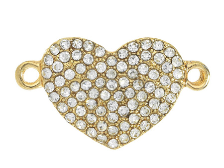 Serce Glamm™ / łącznik / 80 cyrkonii / 23x13mm / kolor złoty / otwór 1.8mm / 1szt