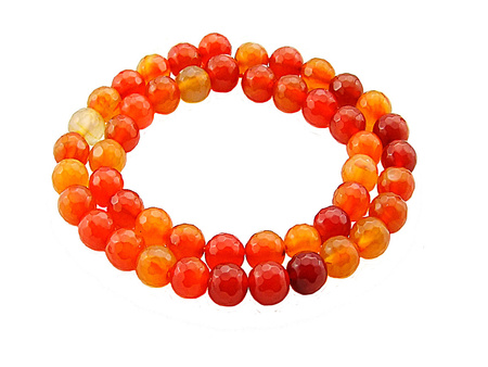 Kamień naturalny, agat, fasetowany / pomarańcz / kula / 12mm / otwór 1,5mm / 1 sznur / 32 koraliki