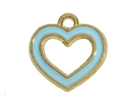Serce SweetCharm™ / zawieszka charms / 14x13.5x2mm / kolor turkusowy, KC Gold / 2szt
