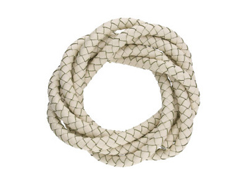 Rzemień naturalny / okrągły / pleciony / 3.5mm / kremowy / 1m