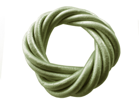 Rzemień naturalny 4mm, gładki, okrągły / oliwkowy / metaliczny / 1m