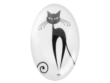 Kaboszony szklane z grafiką, 18x25mm PT1533 / czarno-biały / 2szt