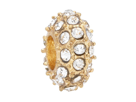 Oponka Glamm™ / przekładka / 36 cyrkonii / 5x9.5x9.5mm / kolor KC Gold, Crystal / otwór 3.5mm /1szt