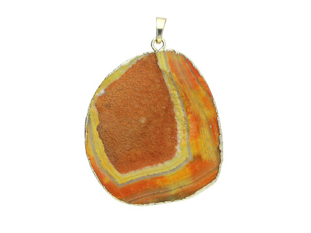 Agat druzy / zawieszka / w okuciu / plaster nieregularny / 56x44x12mm / pomarańczowy / 1szt