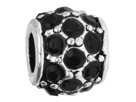 Oponka Glamm™ / przekładka / 23 cyrkonie / 8x10x10mm / srebrny, Jet / otwór 4mm / 2szt