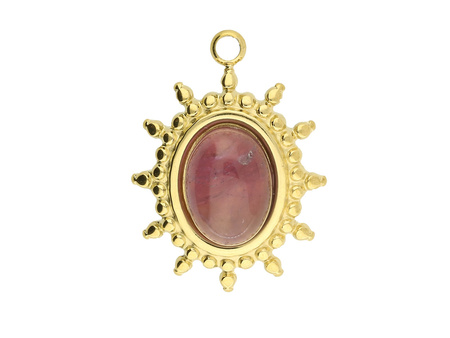 Ametyst / zawieszka / 17x12mm / stal chirurgiczna / złoty / 1szt