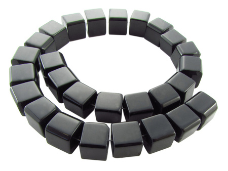 Koraliki szklane, kostka / czarny / 8mm / otwór 1mm / 40 koralików