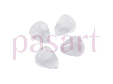 Koraliki szklane transparentne, kropla / biały / 11mm x 9mm / otwór 1mm / 4szt