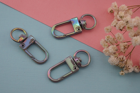 Baza breloka / karabińczyk / metal / 3,3cm / fioletowo-szary / 1szt