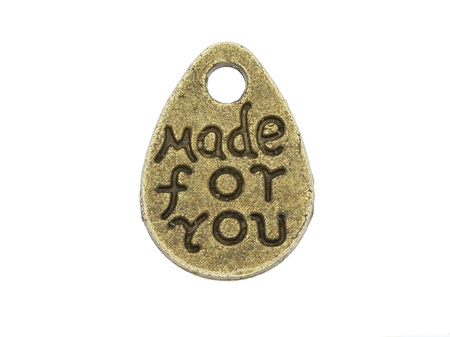 Kropla made for you / zawieszka charms / 11x8x1mm / antyczny brąz / 10szt