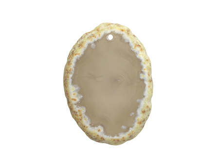 Agat / zawieszka / plaster nieregularny / 48x35mm / beżowo-szary / 1szt