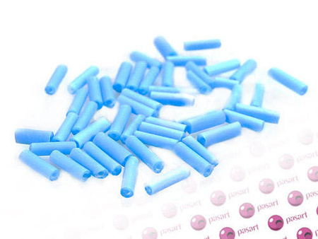 Koraliki szklane drobne, błękitne / matowe / rurka / 6x2mm / otwór 1mm / 1000szt