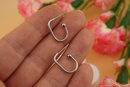 Sztyfty owalne z kulką / stal chirurgiczna / 17mm / kulka 2,5mm/ srebrny / 2szt