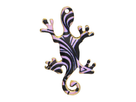 Salamandra SweetCharm™ / zawieszka charms / 34x22x2mm / KC Gold, czarny / 2szt