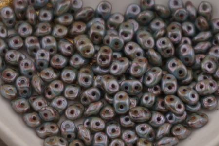 SuperDuo™ / 2.5x5mm / Luster - Green/Opaque White / 10g