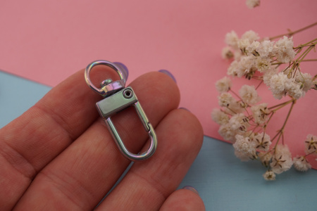 Baza breloka / karabińczyk / metal / 3,3cm / fioletowo-szary / 1szt