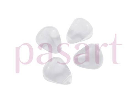 Koraliki szklane transparentne, kropla / biały / 11mm x 9mm / otwór 1mm / 4szt