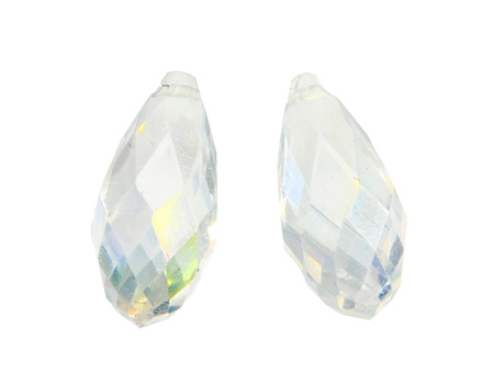 CrystaLove™ / kryształki szklane / drop / 8x13mm / biały / opalizujący / 4szt