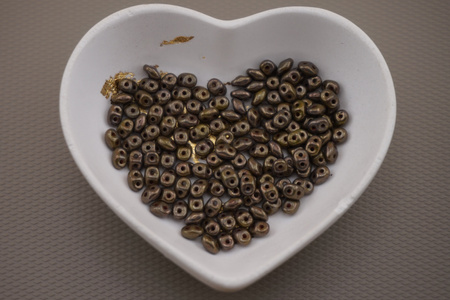 SuperDuo™ / 2.5x5mm / Opaque Olivine - Bronze Picasso / 10g