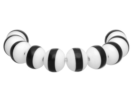 Koraliki z żywicy / kula / 7x8mm / biało-czarny / 24szt