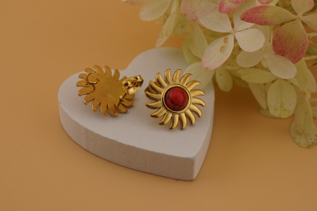 Sztyfty z czerwonym oczkiem / stal chirurgiczna / 17mm / złoty / 2szt