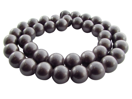 Marmur biały kula 8mm, malowany perłową farbą / kolor grafitowy / otwór 1.5mm / 1 sznur / 52szt