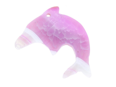 Agat / zawieszka / delfin / 45x52x6mm / fioletowo-różowy / 1szt