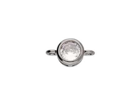 Łącznik z kryształem cyrkonia / stal chirurgiczna / 11x6mm / otwór 1.5mm / czarny / 1szt